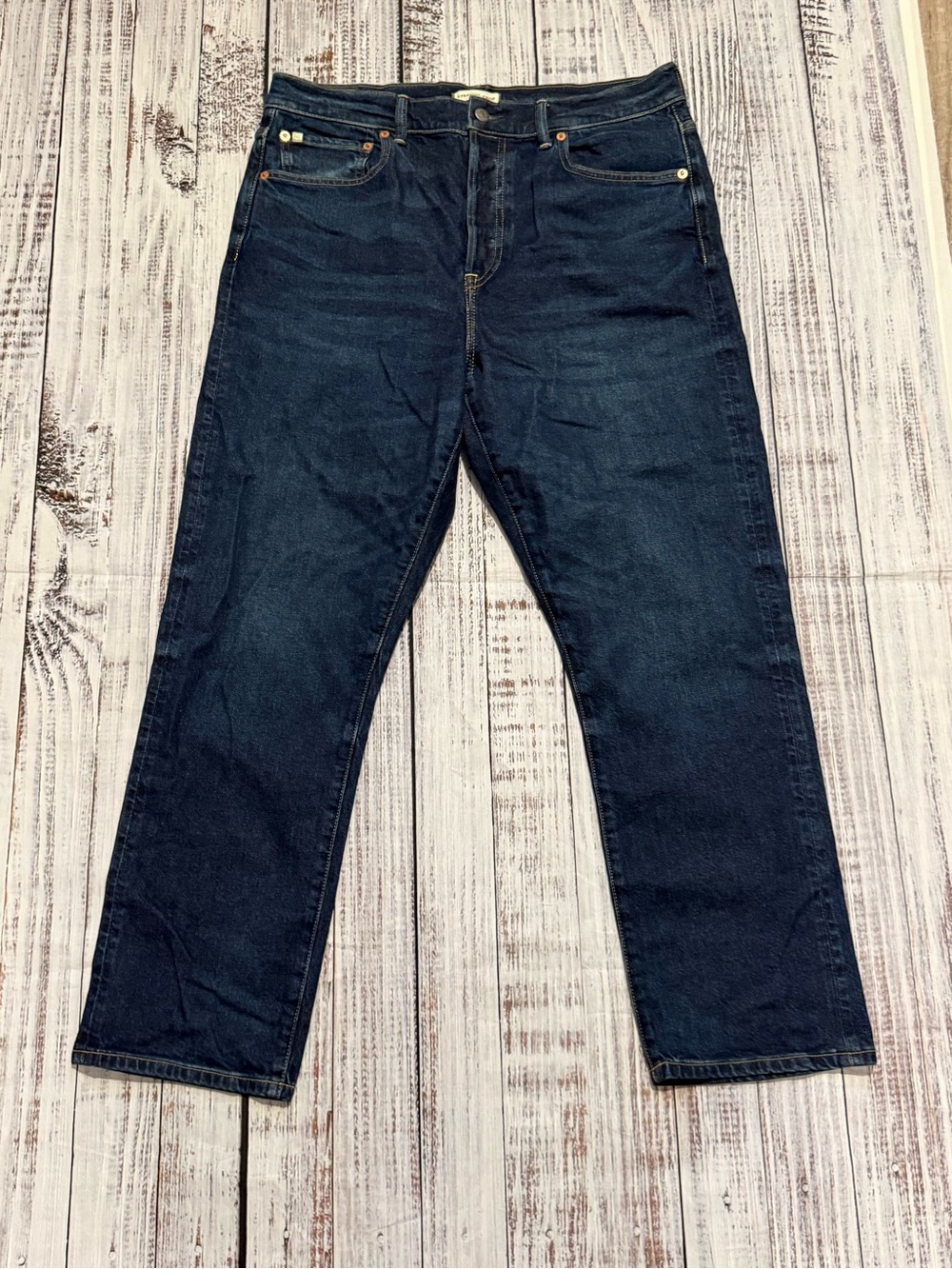 AE77 Premium Straight Crop Jeans Womens 14 Regular Dark Wash Standard 3705266283